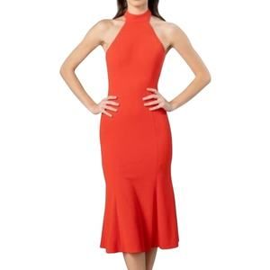 Dress The Population Amara Halter Neck Flare Hem Cocktail Dress Poppy Size M NWT